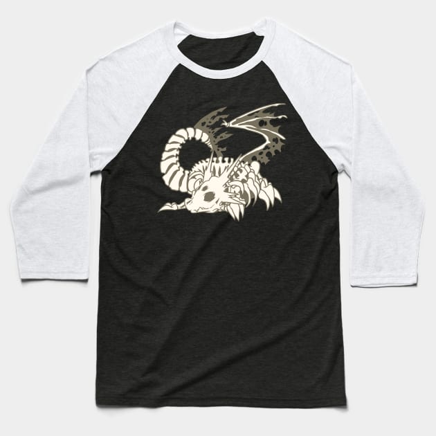 Skeletal Dragon Baseball T-Shirt by kelsmister